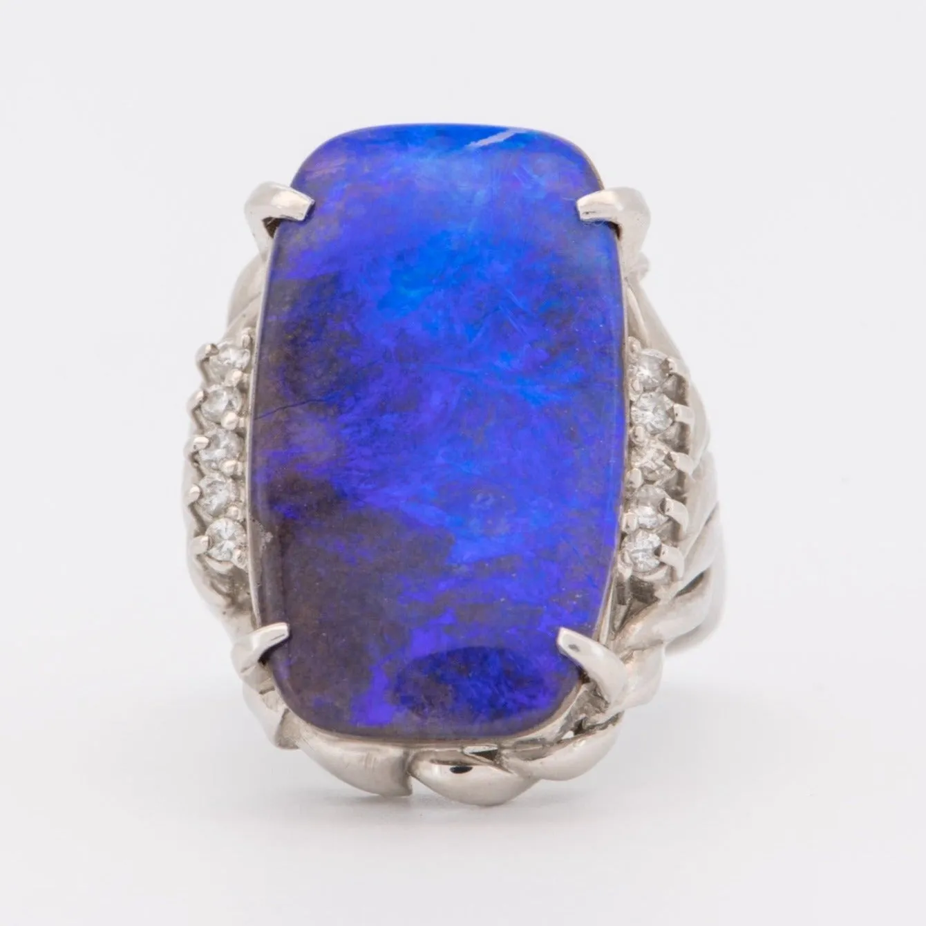 15.44ctw Rich Purple Blue Australian Boulder Opal Ring Platinum R6723