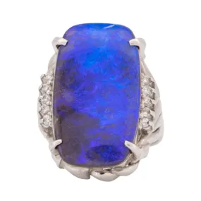 15.44ctw Rich Purple Blue Australian Boulder Opal Ring Platinum R6723