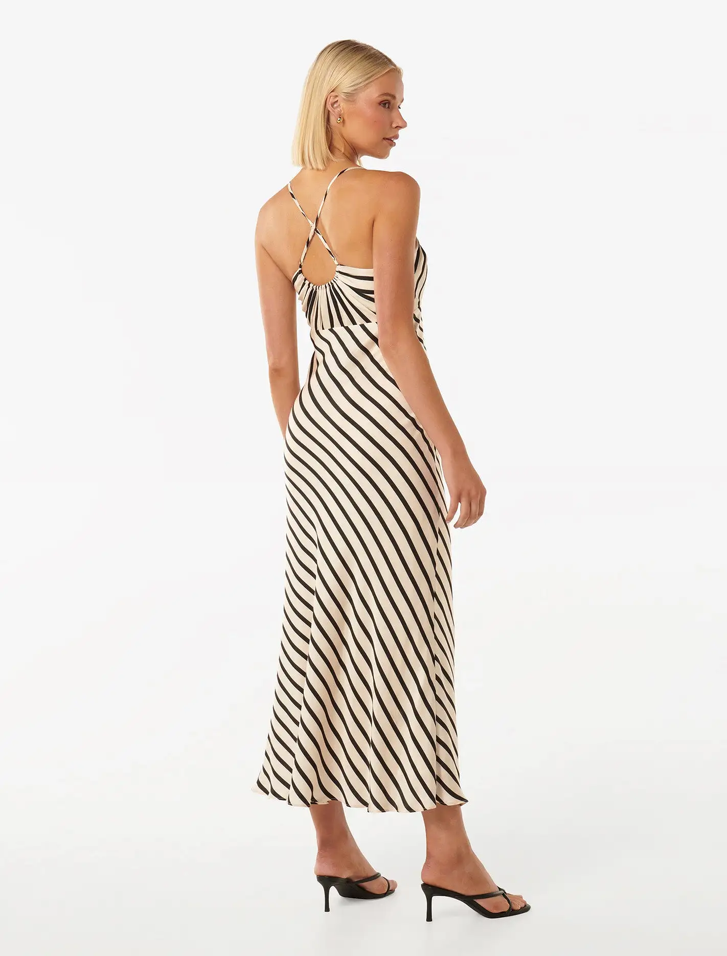 Abby Satin Stripe Midi Dress