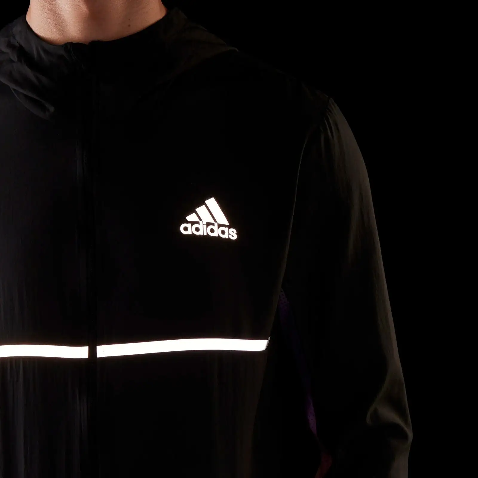 adidas Own The Run Mens Running Jacket Black Colourblock Lightweight