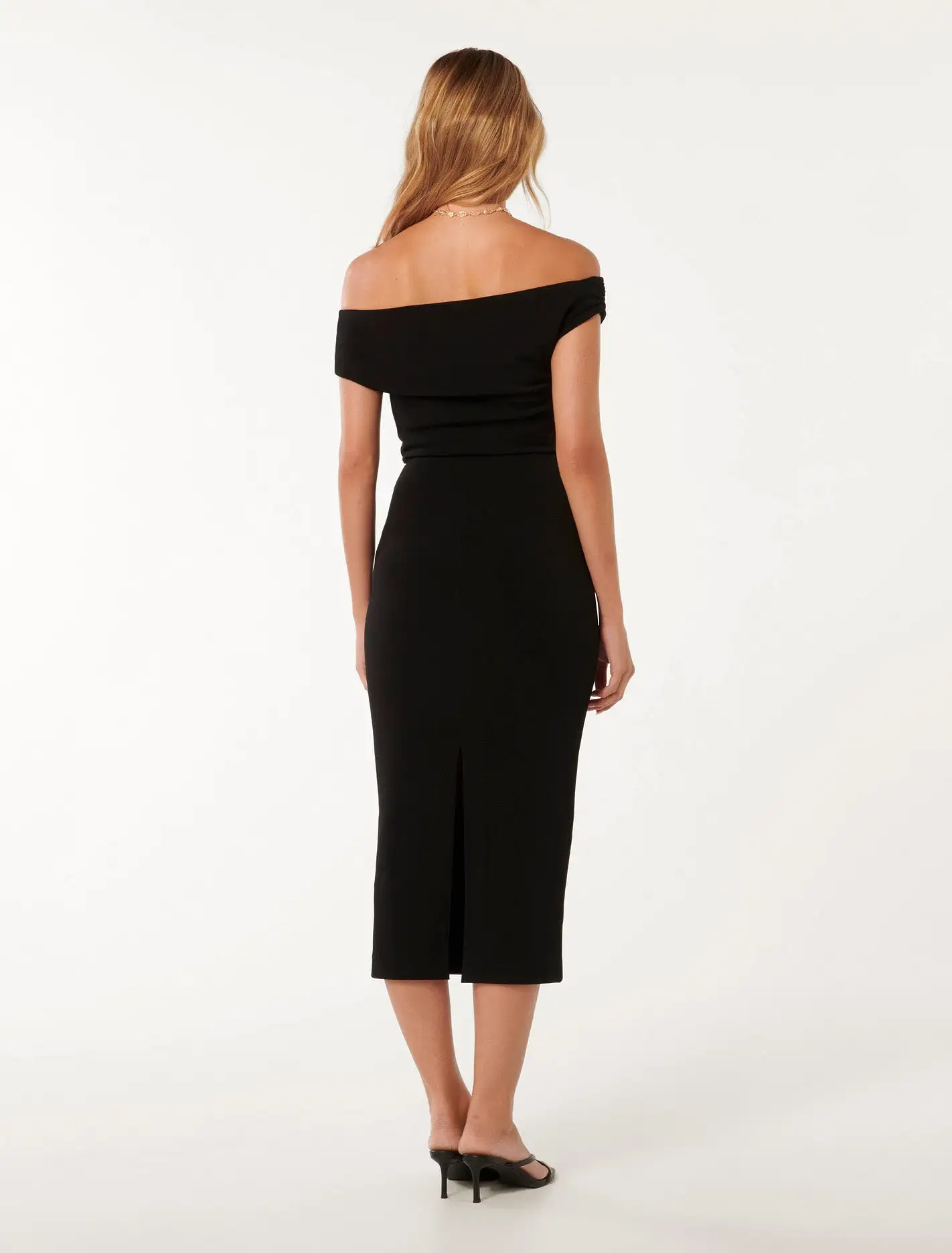 Alexa Tipped Shoulder Bodycon Midi Dress