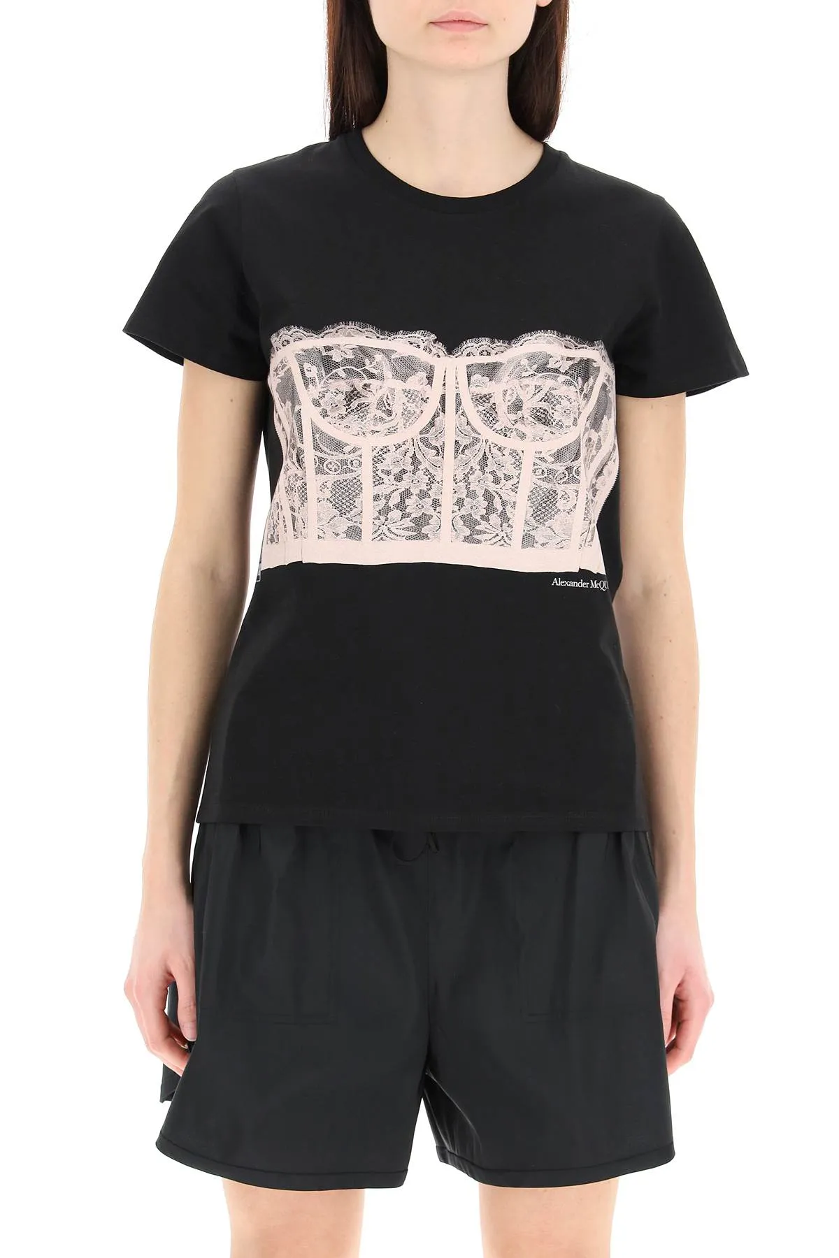 Alexander McQueen Lace Corset Printed T-Shirt