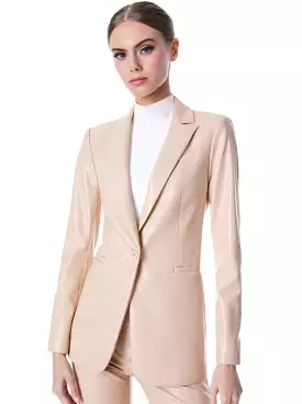 Alice + Olivia - Breann Vegan Leather Fitted Blazer - Almond