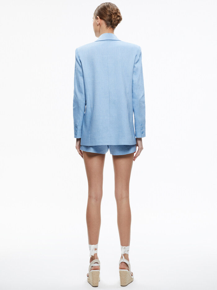 Alice + Olivia - Denny Linen Notch Collar Boyfriend Blazer - Chambray