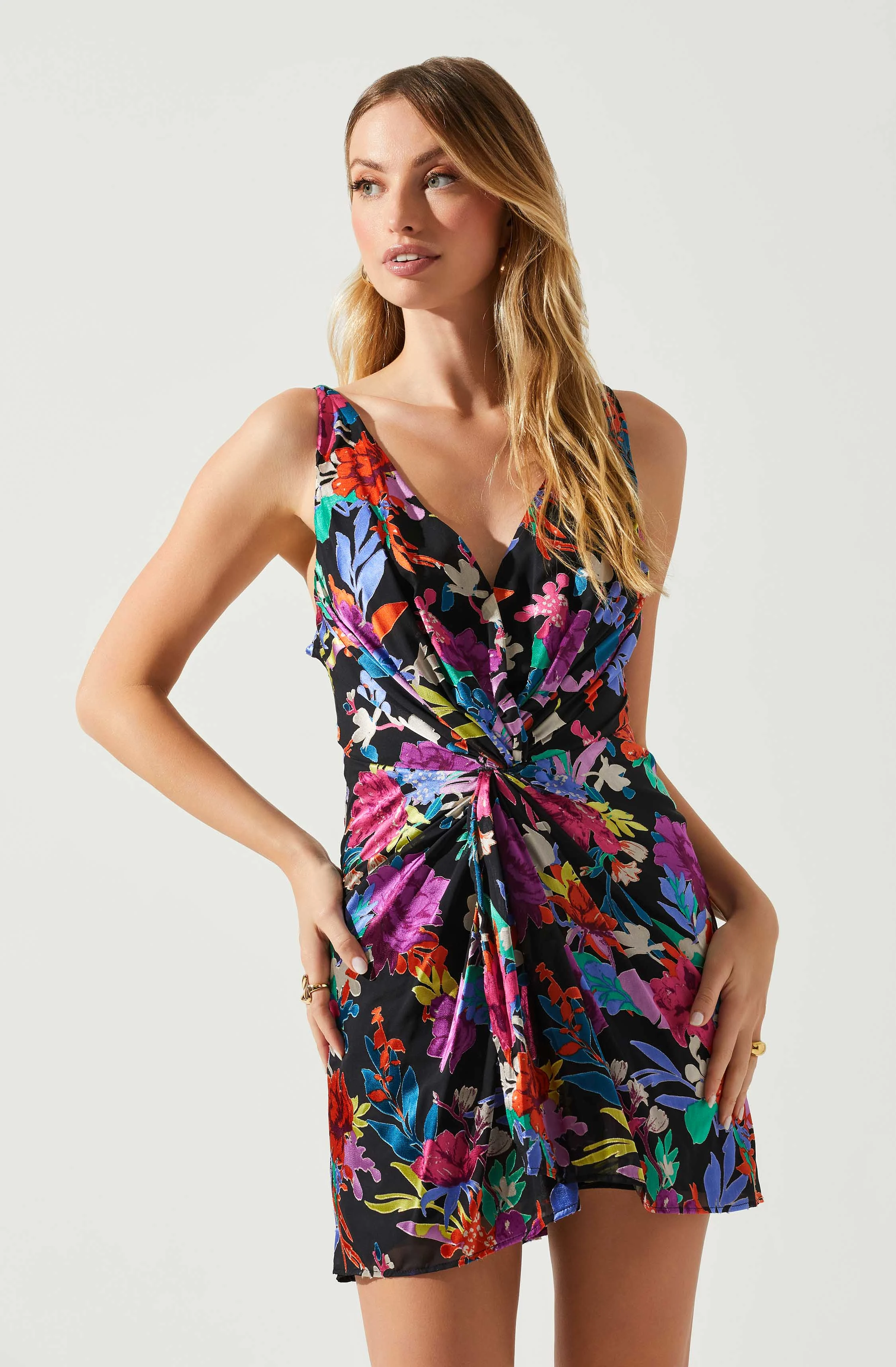 Alivia Floral Twist Front Mini Dress