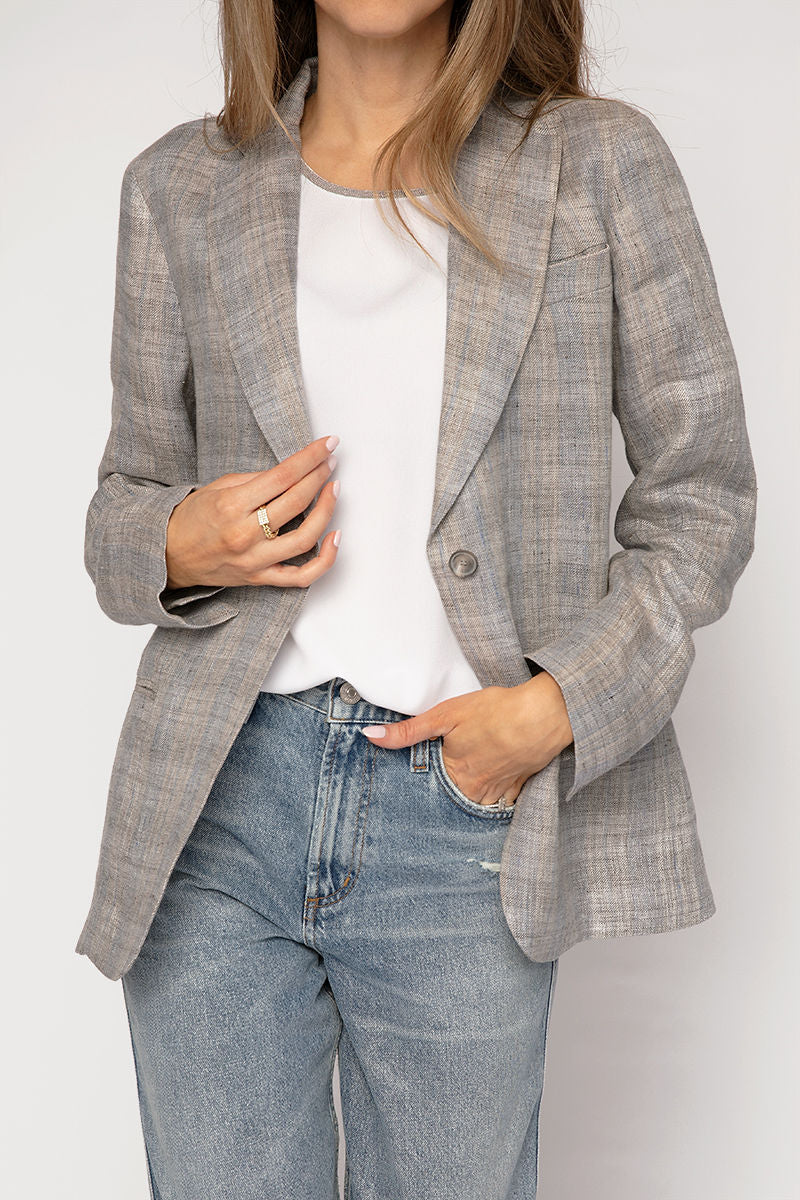 Alpha Linen Blazer in Granito