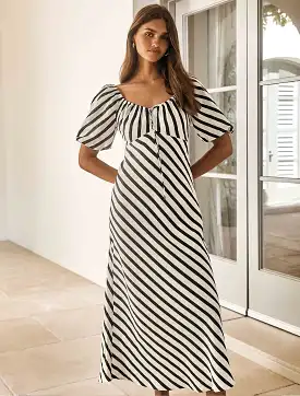 Angela Puff Sleeve Midi Dress