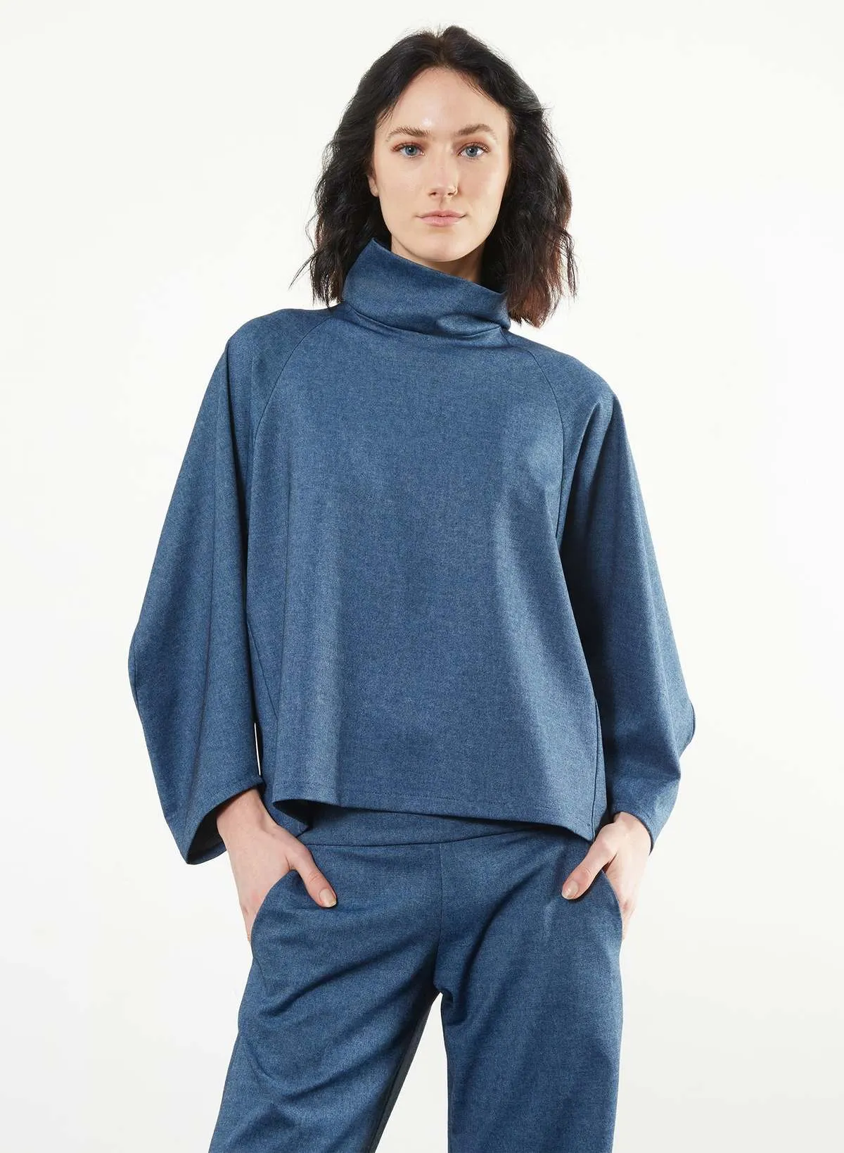 Angles Turtleneck Top - Blue