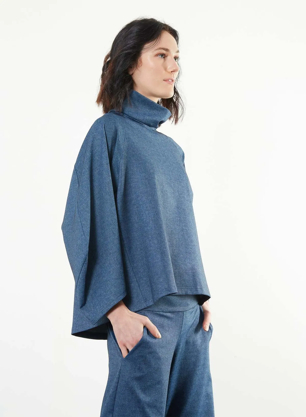 Angles Turtleneck Top - Blue