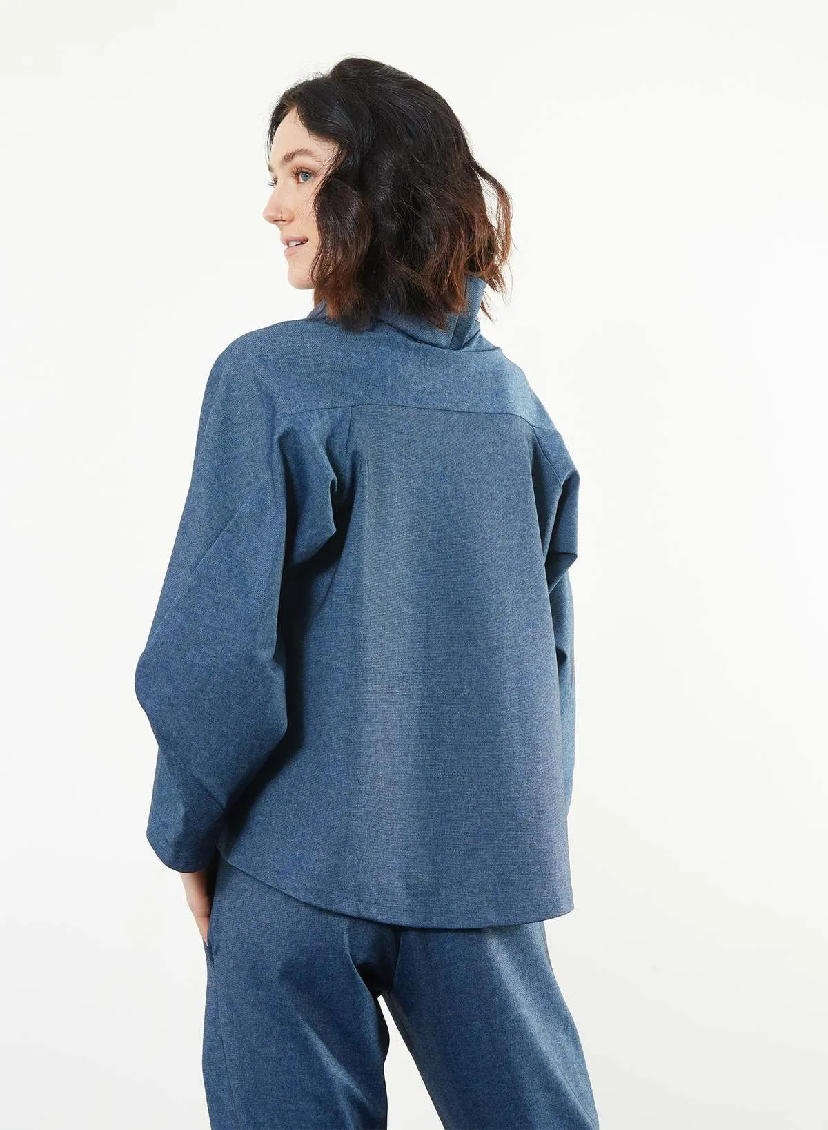 Angles Turtleneck Top - Blue