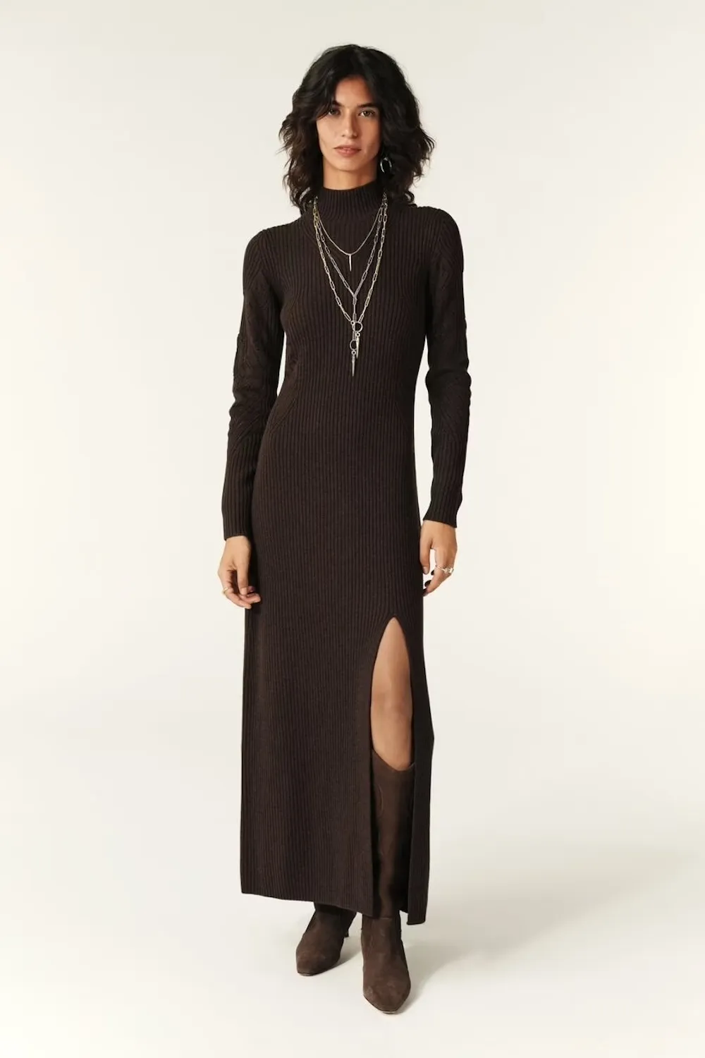 Armia Knitted Midi Dress in Brown