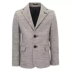 Beige Tweed Peak Lapel Blazer