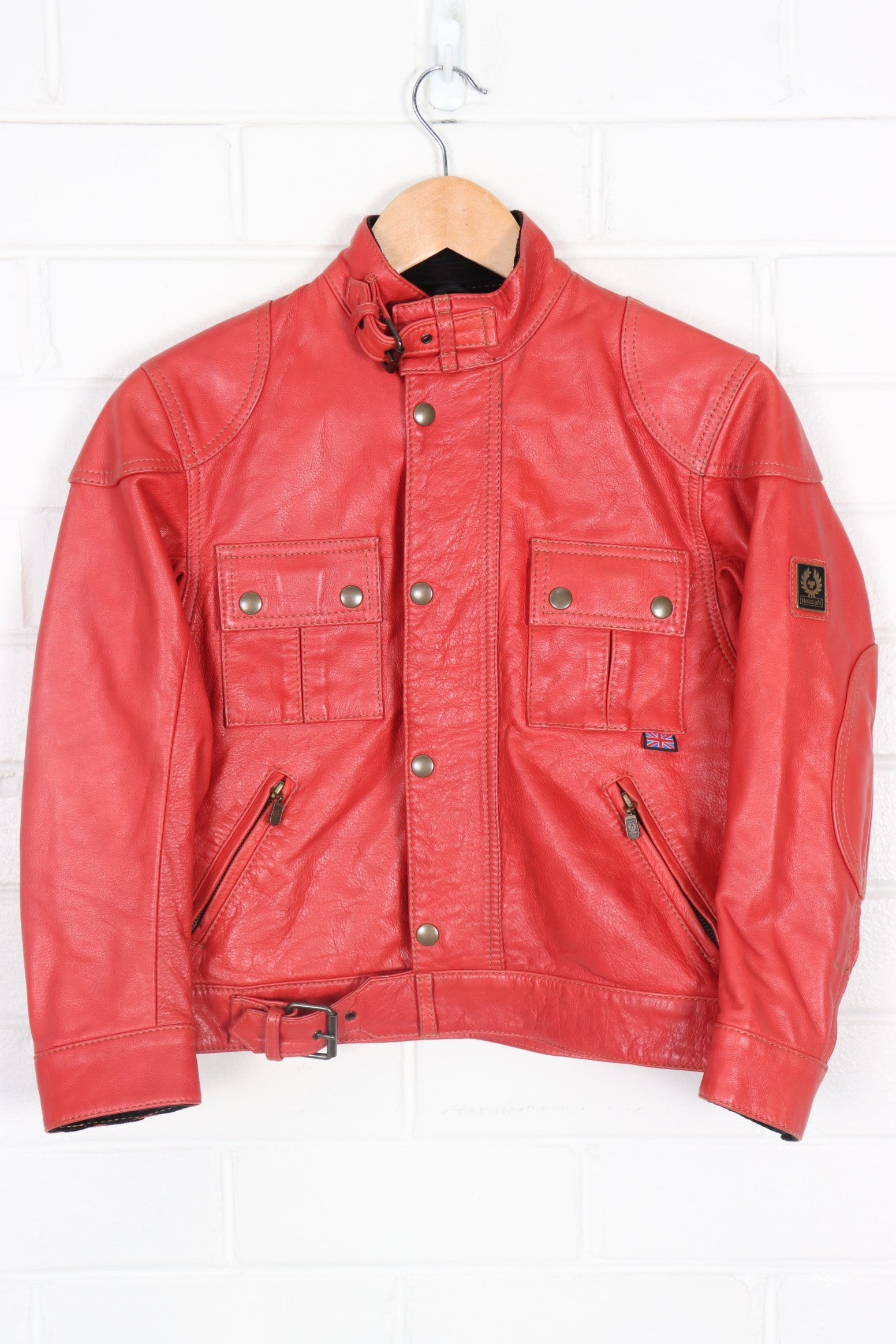 Belstaff Gangster Wax Red Leather Jacket (Women's S-M)