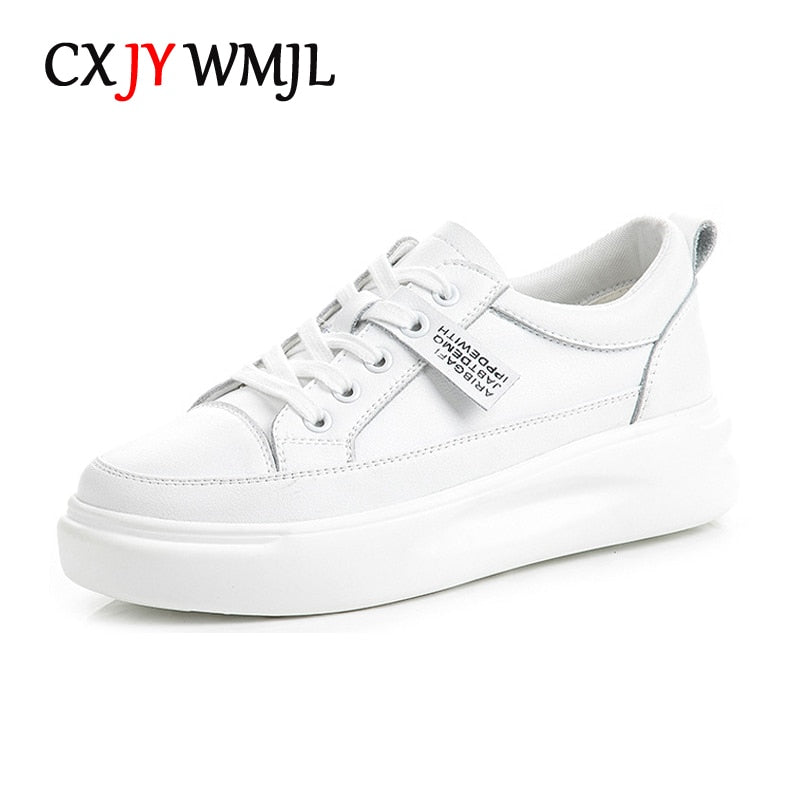 Big Size Women Sneakers Autumn Leather Light White Sneaker Female Platform Vulcanized Shoes Spring Casual Breathable Sports Shoe