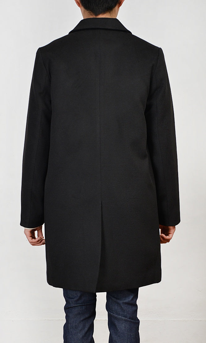 Black Hidden Button Double Breasted Long Coats Mens Winter Plain Basic