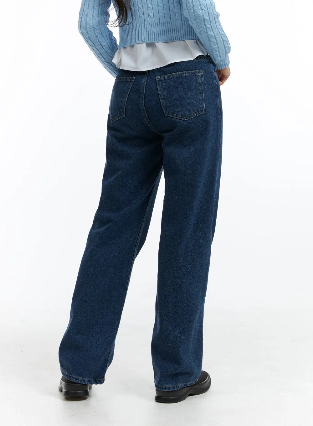 Blue Denim Straight Leg Jeans OJ416