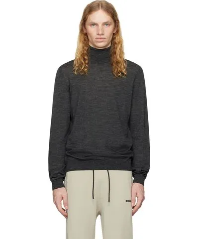 Boss Gray Slim-Fit Turtleneck