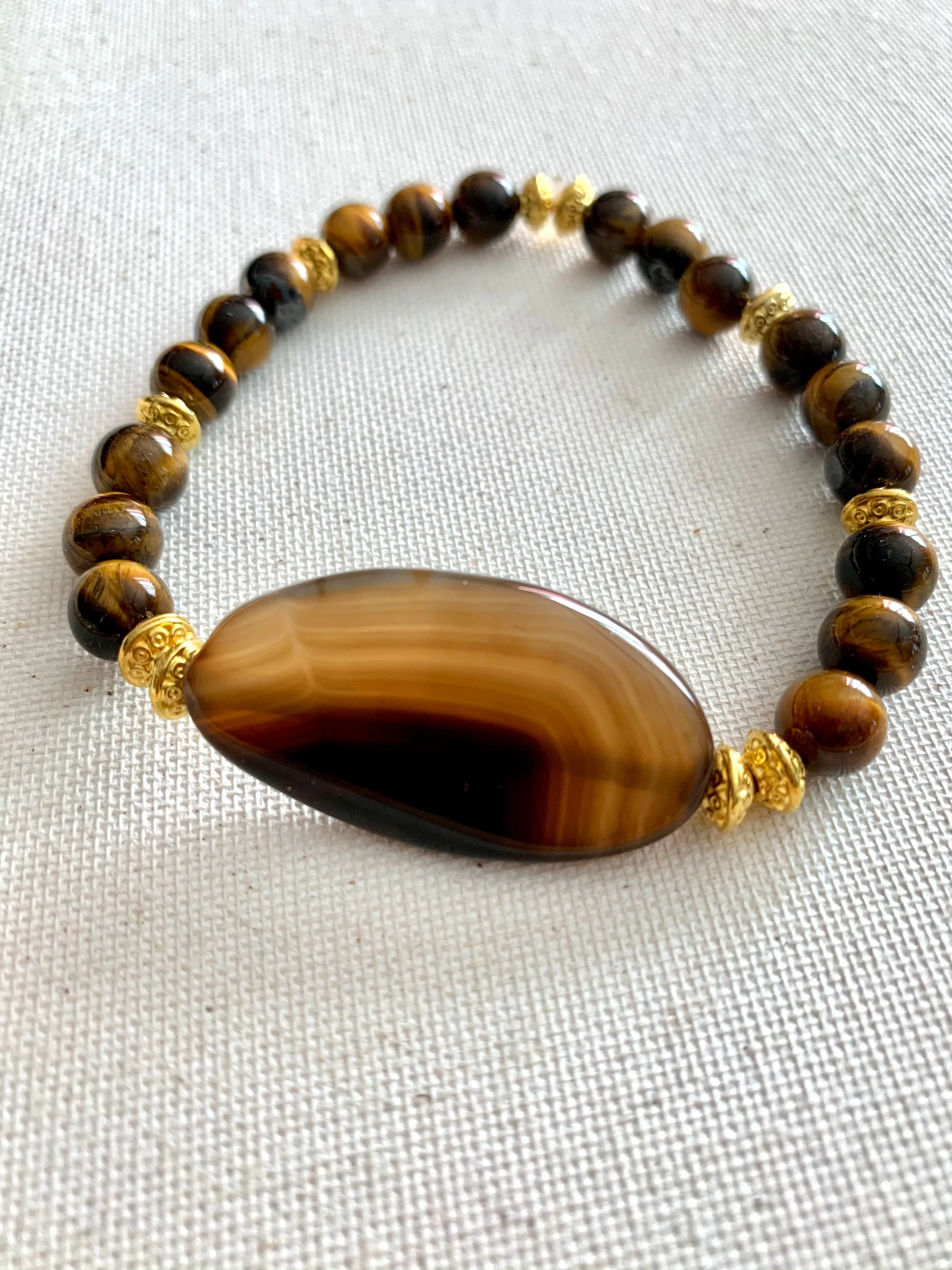 Brown Agate & Tiger’s Eye Stone Bracelet