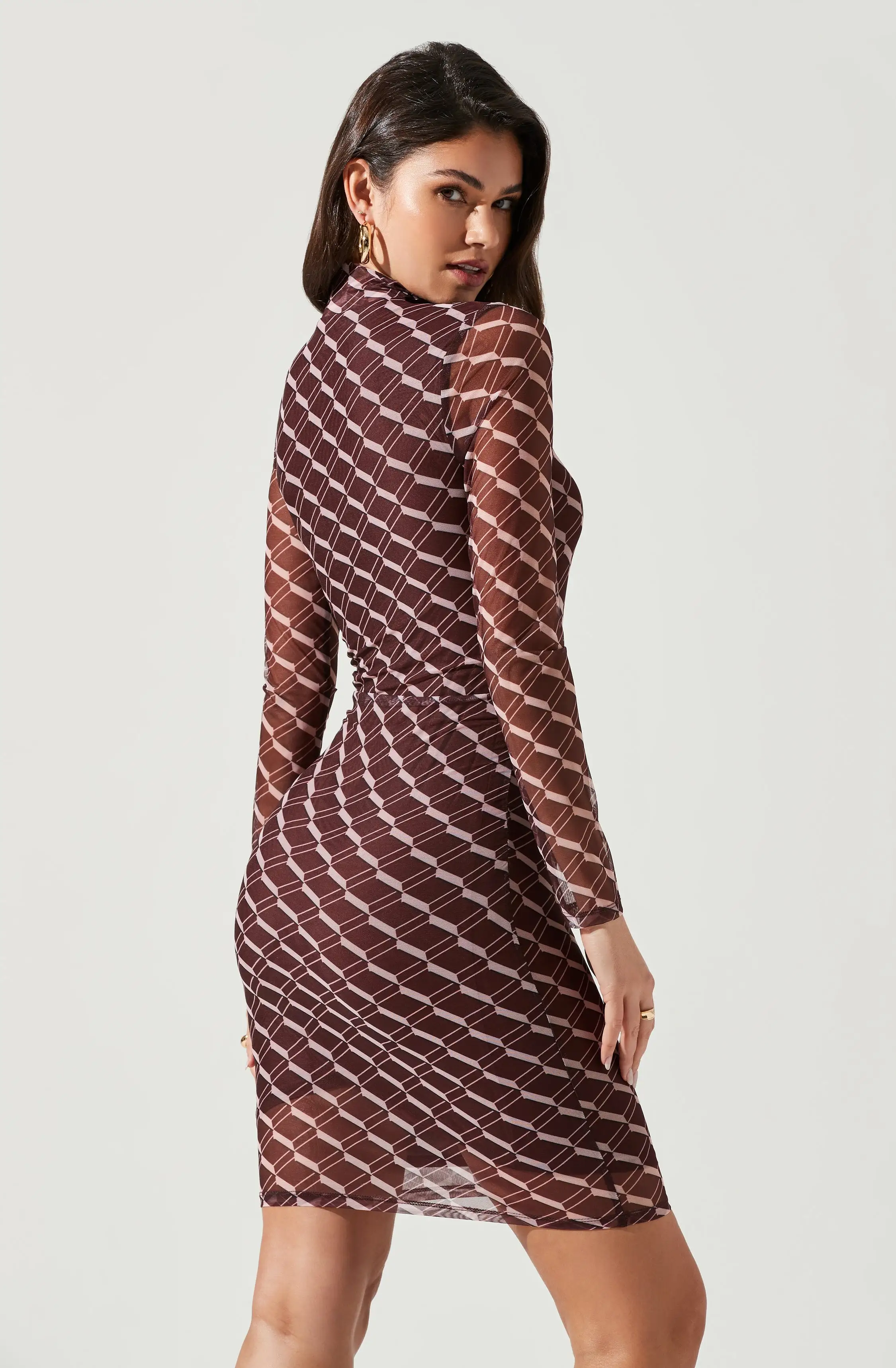 Bryn High Neck Cutout Long Sleeve Mini Dress