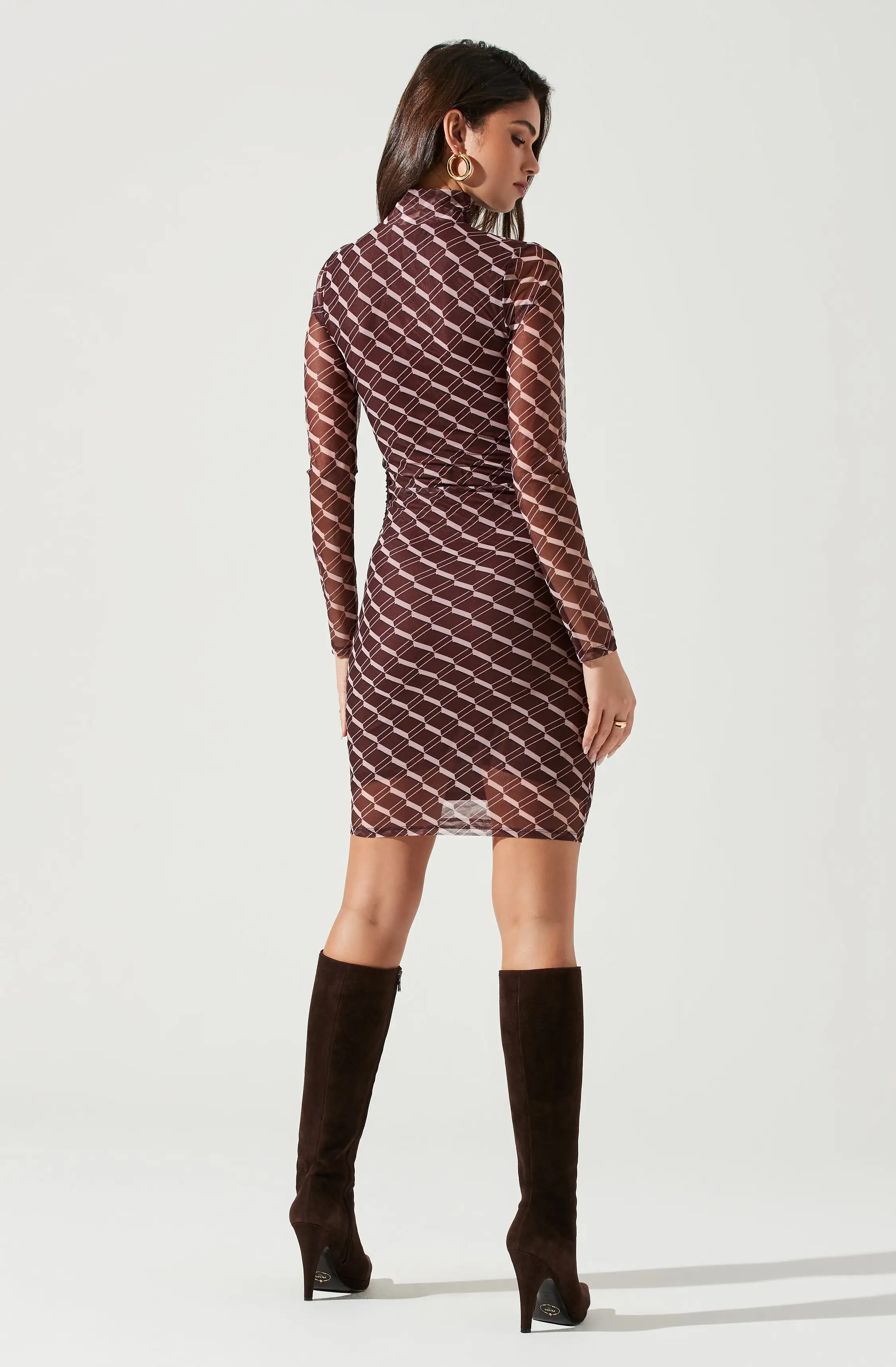 Bryn High Neck Cutout Long Sleeve Mini Dress