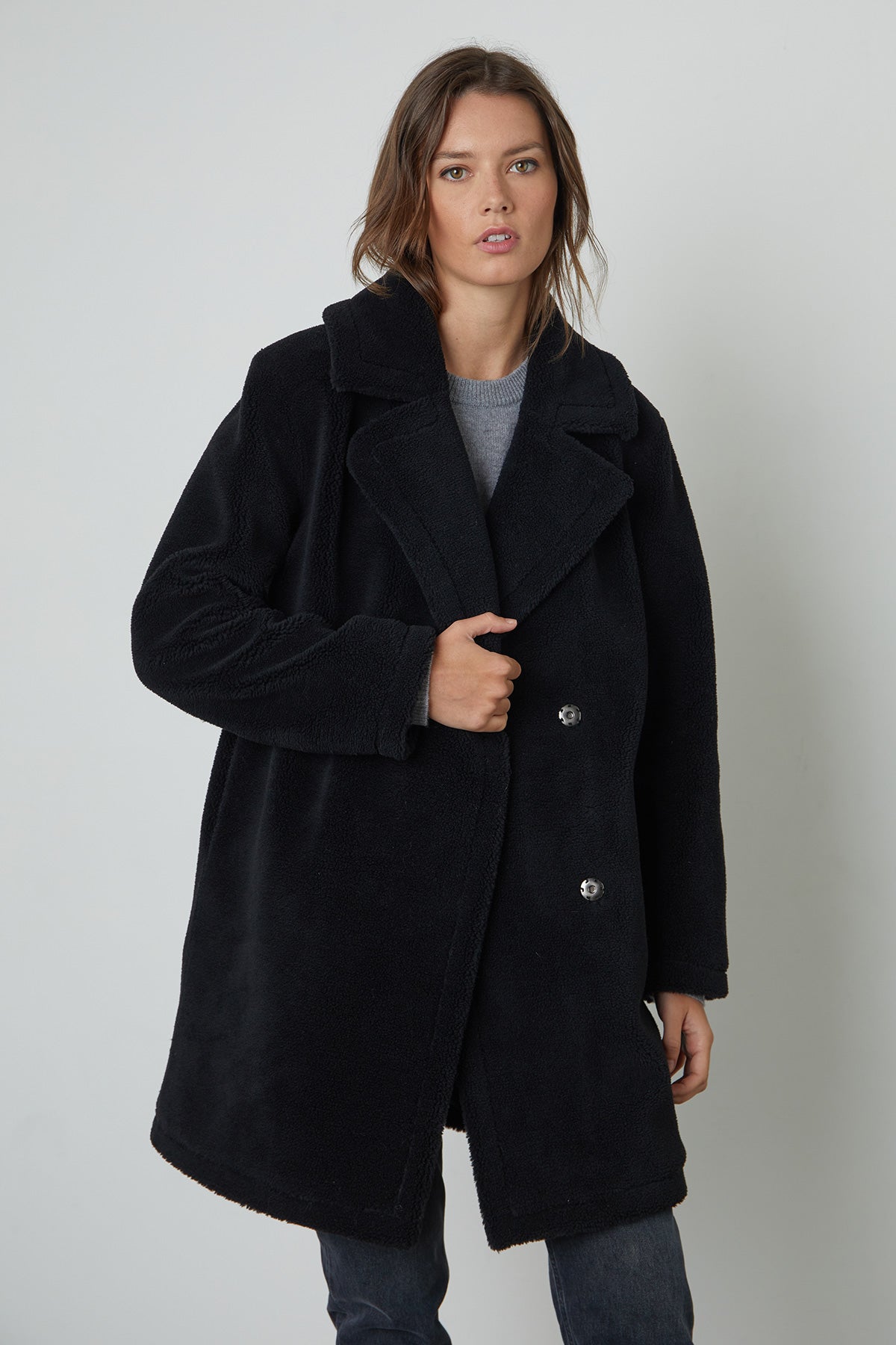 CHRISTINE FAUX SHERPA COAT