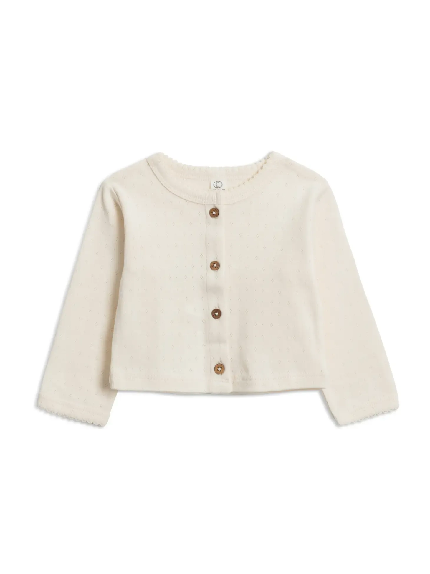 Clara Pointelle Button Down Cardigan - Ivory