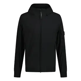 CP COMPANY SOFTSHELL HOODED ARM LENS JACKET BLACK