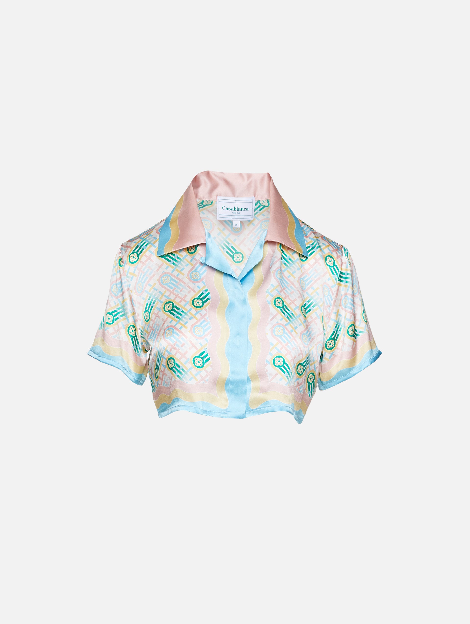 Cuban Collar Cropped Silk Shirt