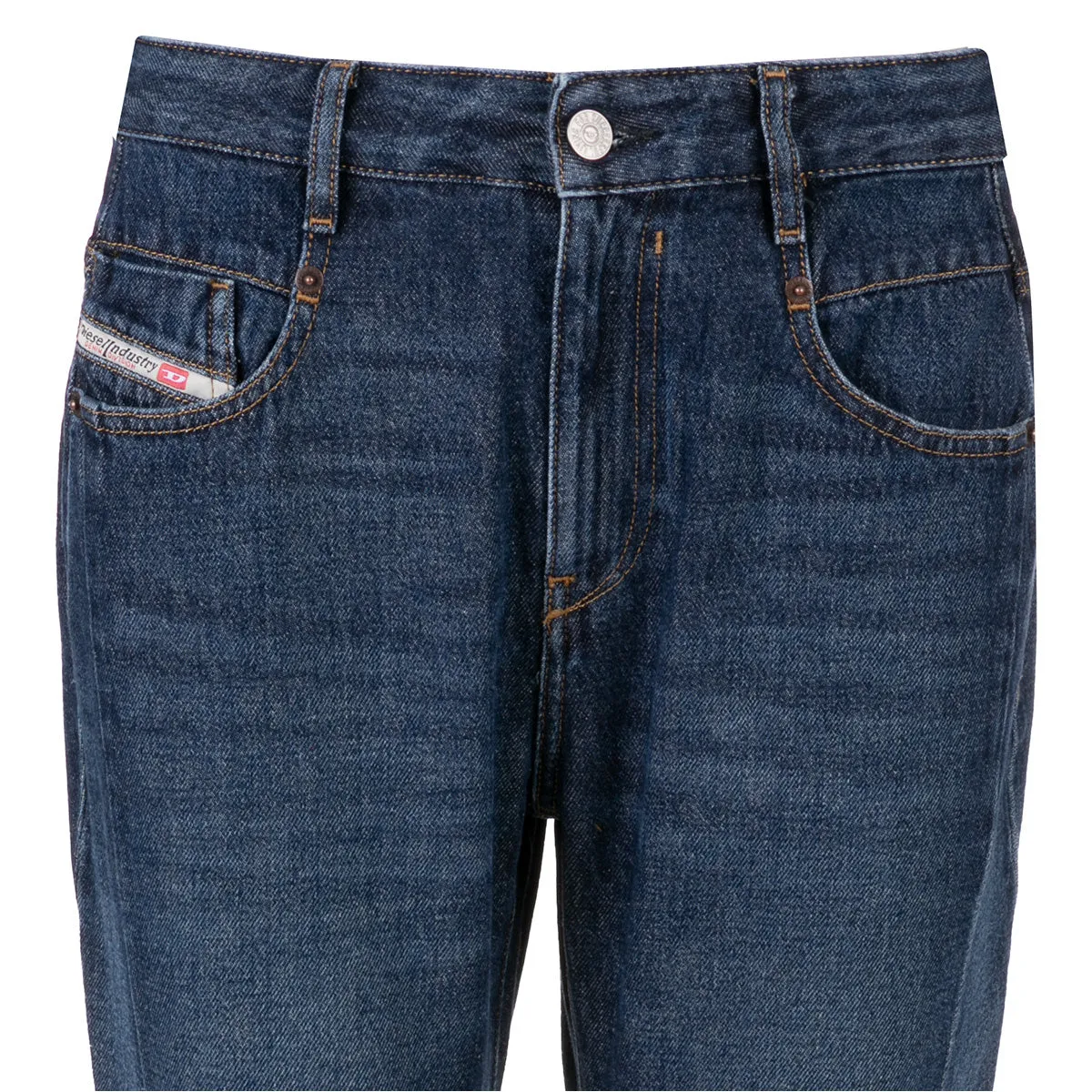 Diesel Logo Patch Straight Cut Jeans