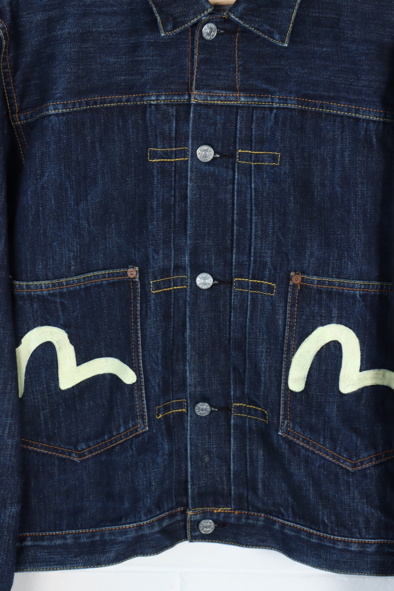 EVISU Seagull Dark Denim Button Up Jacket (L)