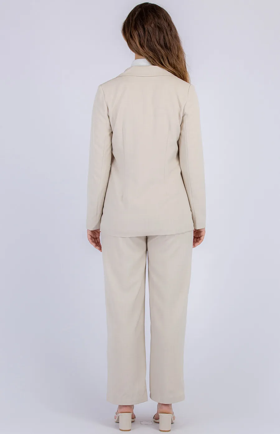 Faux Linen Blazer and Pants Set (ASE806A)