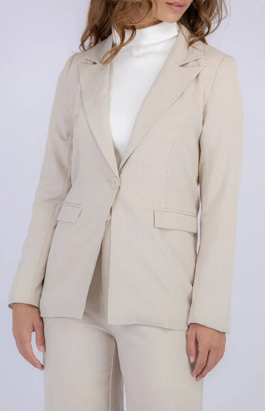 Faux Linen Blazer and Pants Set (ASE806A)