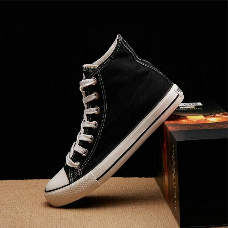 Flats Shoes All Black White Red Casual Shoes Canvas Shoes Lace-Up High Top