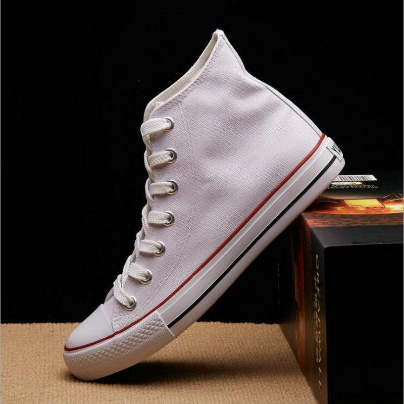 Flats Shoes All Black White Red Casual Shoes Canvas Shoes Lace-Up High Top