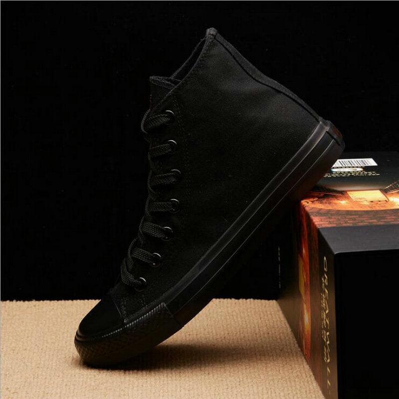 Flats Shoes All Black White Red Casual Shoes Canvas Shoes Lace-Up High Top