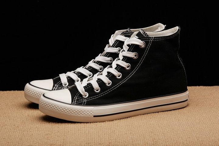 Flats Shoes All Black White Red Casual Shoes Canvas Shoes Lace-Up High Top