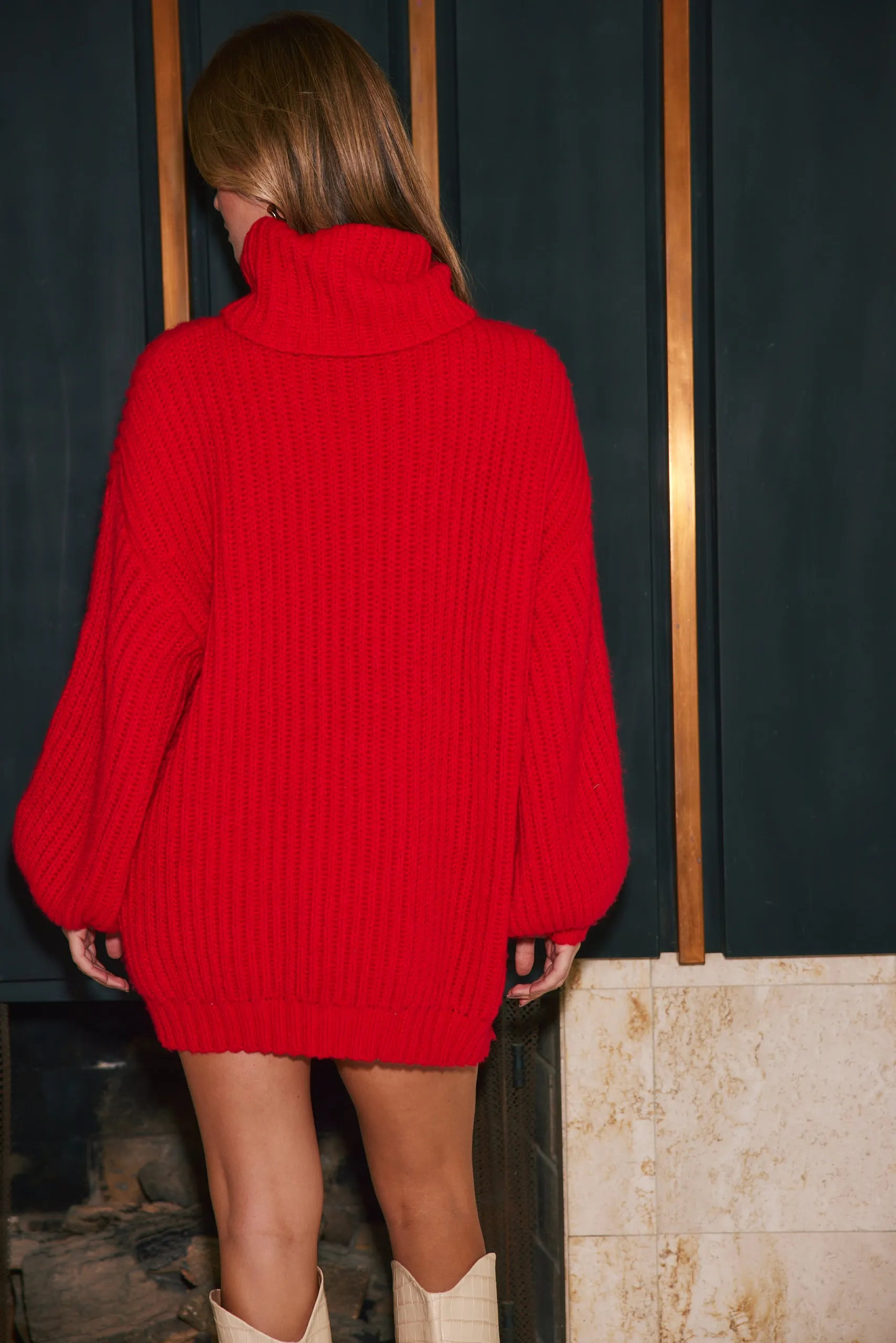 Gabriella Red Turtleneck Dress