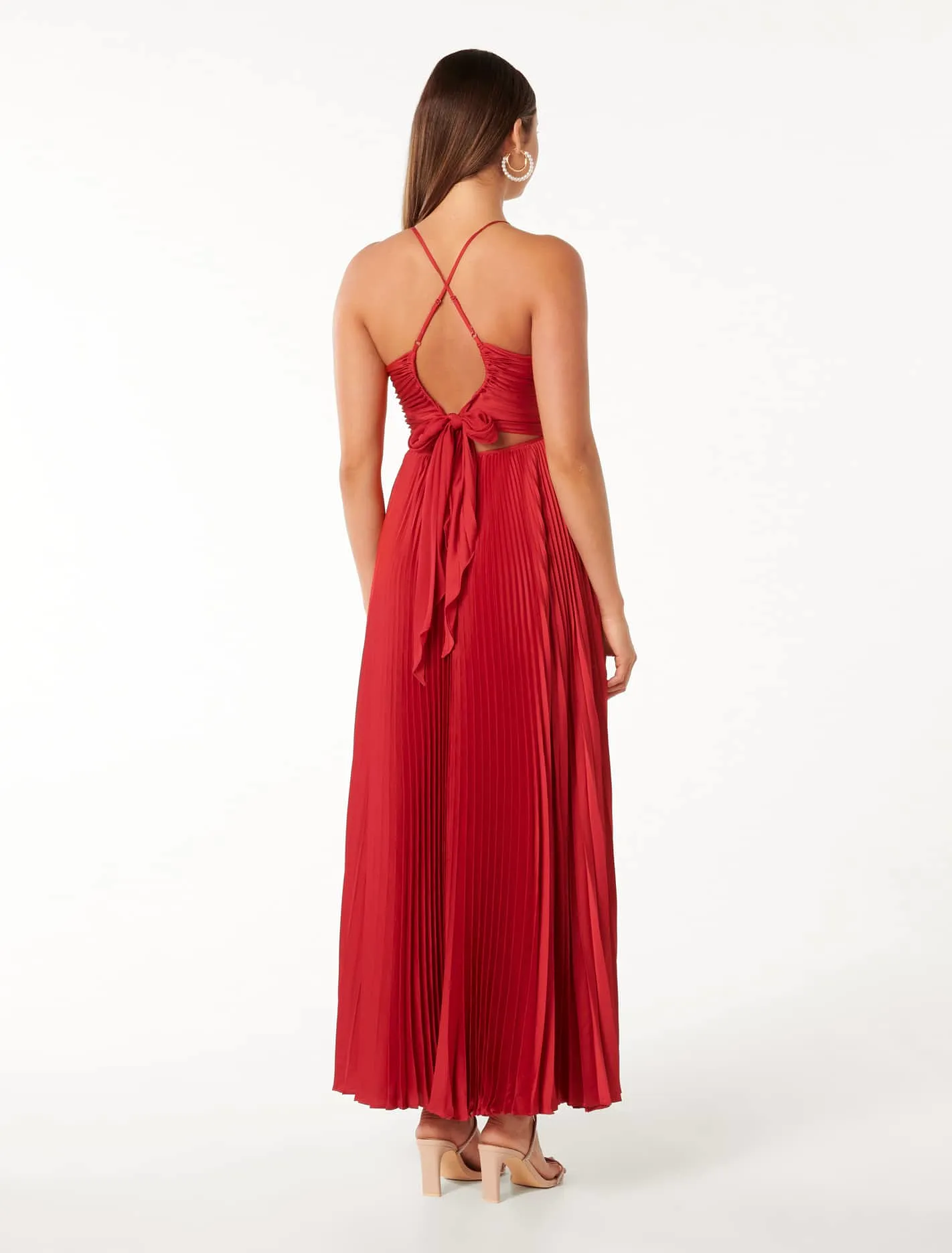 Geri Tie Back Pleated Maxi Dress