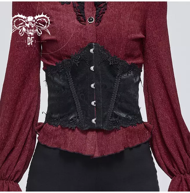 Gothic Floral Lace Busk Front Underbust Corset