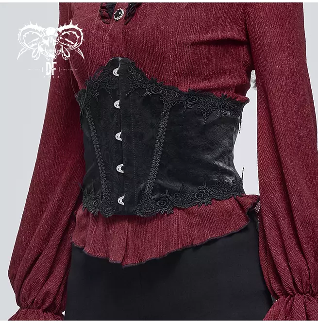 Gothic Floral Lace Busk Front Underbust Corset