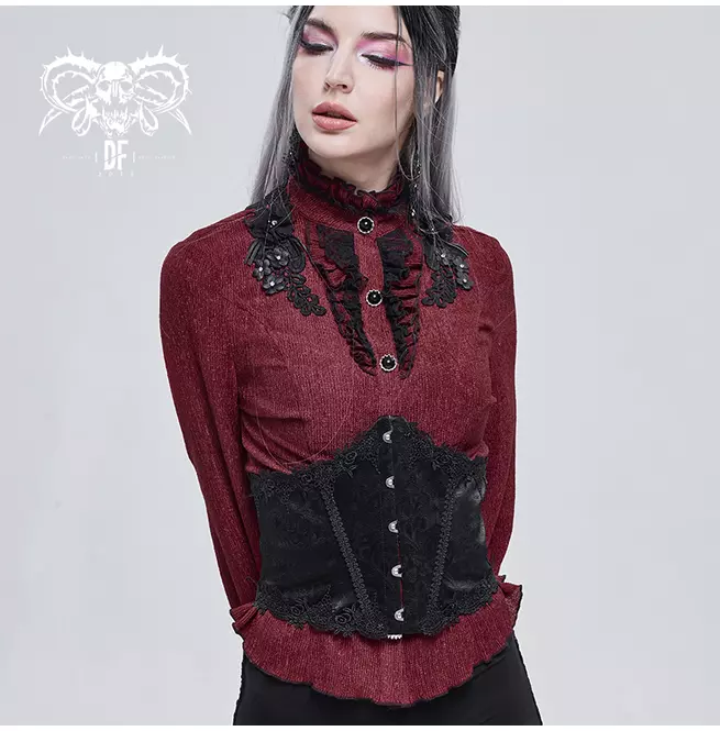 Gothic Floral Lace Busk Front Underbust Corset