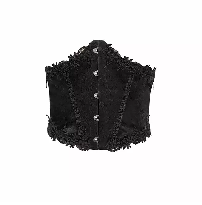 Gothic Floral Lace Busk Front Underbust Corset