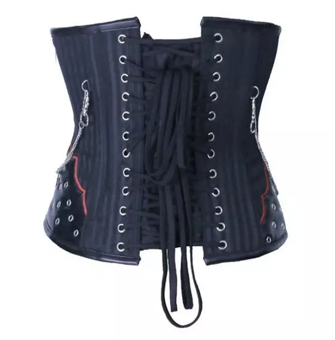 Gothic Women's Black Red Cross Patchwork Underbust Corset