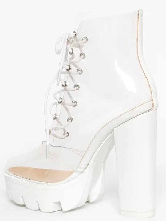 Hailey Lace Up Transparent Ankle Boots