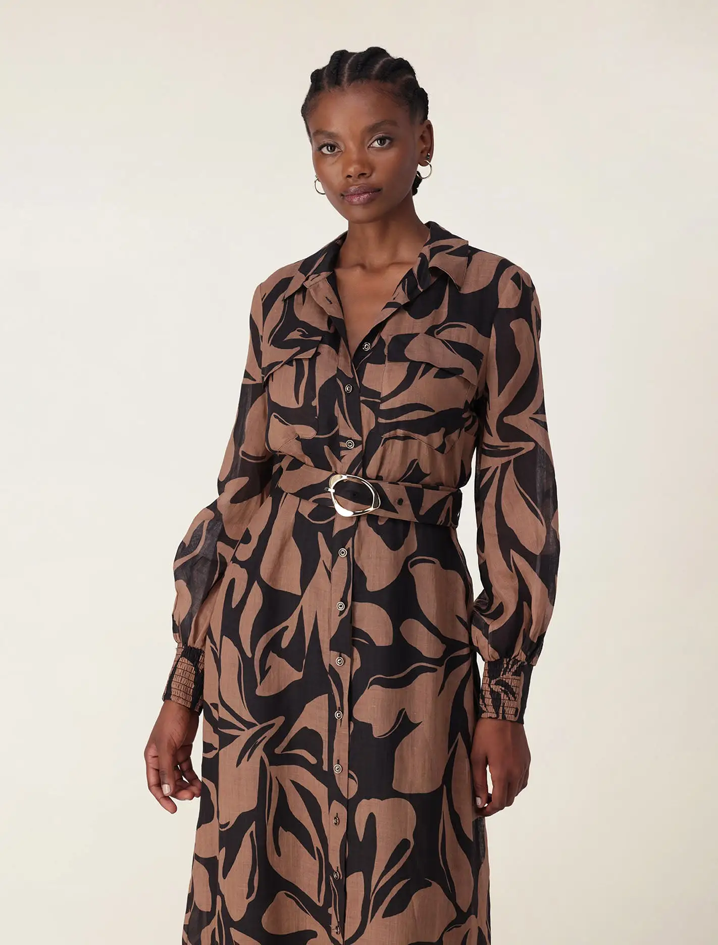 Janie Printed Shirt Midi Dress