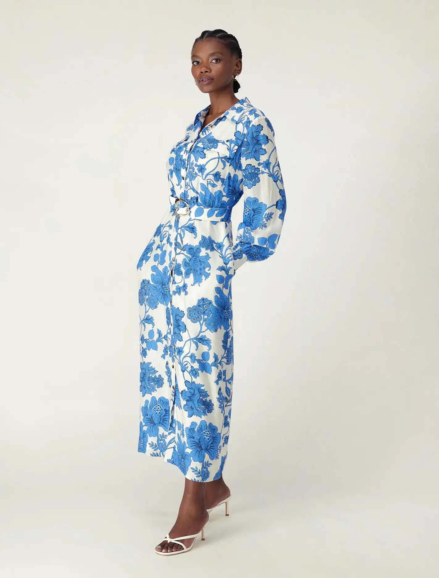 Janie Printed Shirt Midi Dress