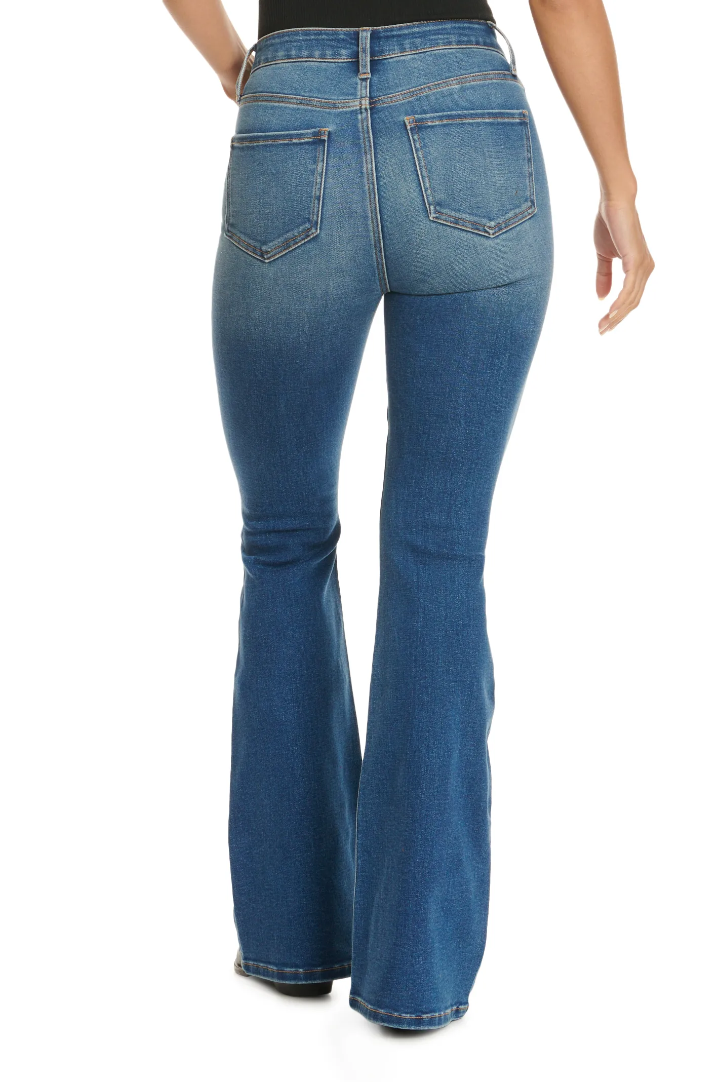 Jelly Jeans Women's Medium Wash "Worn" High Rise Basic Flare Leg Jeans