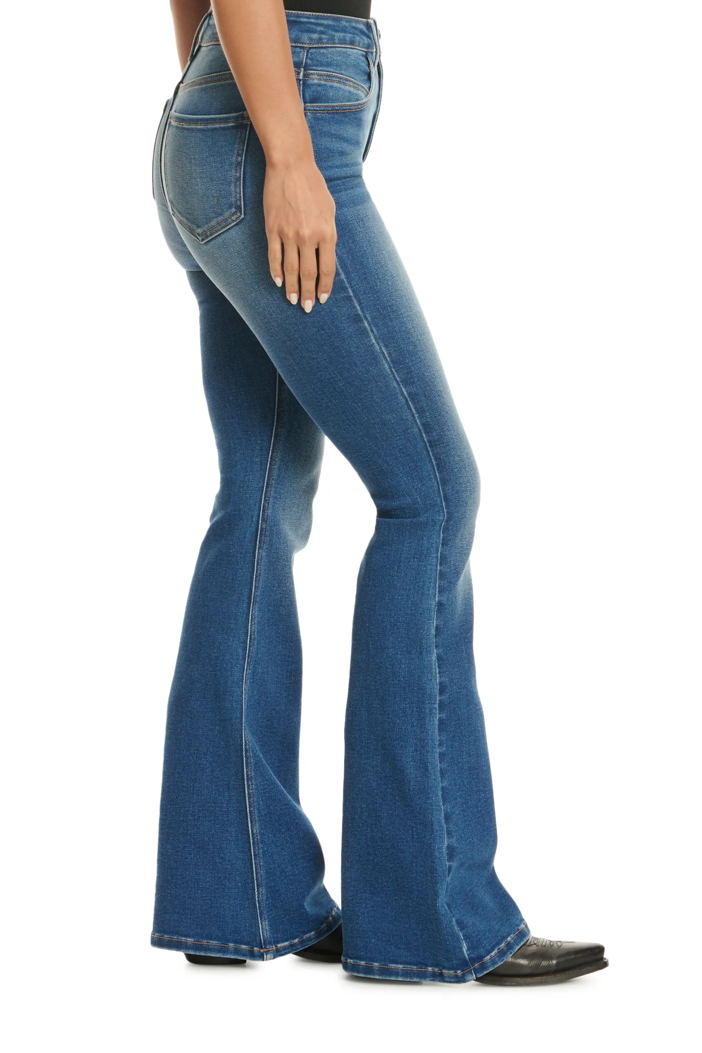 Jelly Jeans Women's Medium Wash "Worn" High Rise Basic Flare Leg Jeans