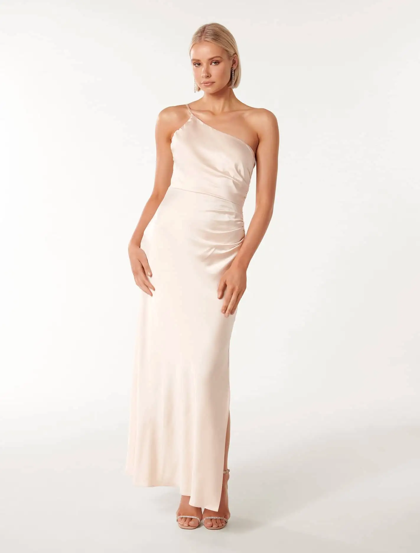 Kelly One Shoulder Satin Maxi Dress