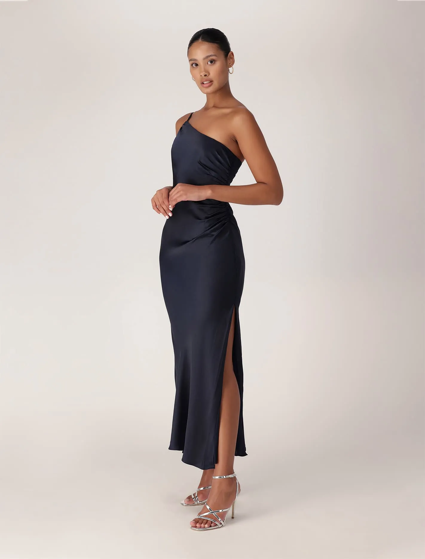 Kelly One Shoulder Satin Maxi Dress